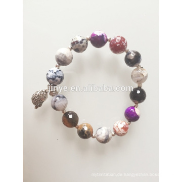 Bohemian bunten Achat Onyx Edelstein Perlen Armband